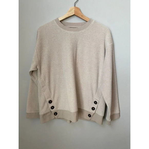 Madewell Women's (Re)sourced Brushed Side-Button Relaxed Sweatshirt in Cream XXS - Picture 4 of 16
